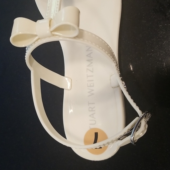 💕STUART WEITZMAN💕 Mellie Bow Jelly Sandal ~ White 7 New Without Box - Picture 10 of 14